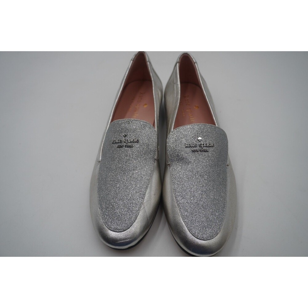 Kate Spade New York City Light Silver Glitter Metallic Loafer Sparkle Chic Sz7.5